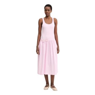 Stine Goya Rib Casual Tank Midi Jurk - Dames - Jurken - Roze - Maat: S Katoen