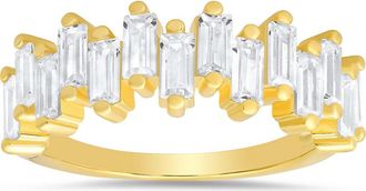 Queen Jewels Sterling Silver Abstract Baguette Cubic Zirconia Ring in Gold at Nordstrom Rack, Size 7