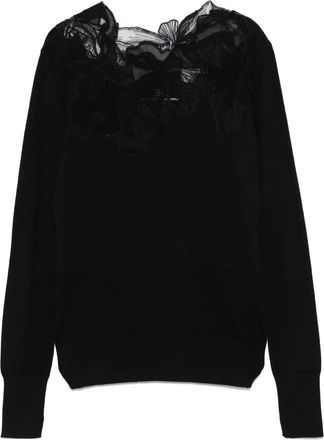 Ermanno Scervino Maglione in pizzo a fiori - Nero
