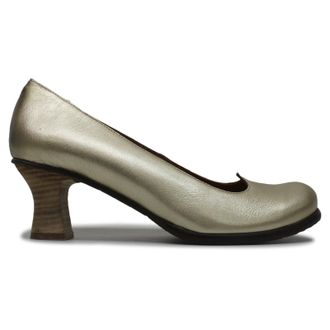 FLY London BAZE086FLY Idra Leather Womens Heels Shoes - Gold - Size:UK 5