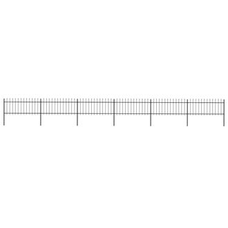Berkfield Home Garden Fence with Spear Top Steel 10.2x0.8 m Black