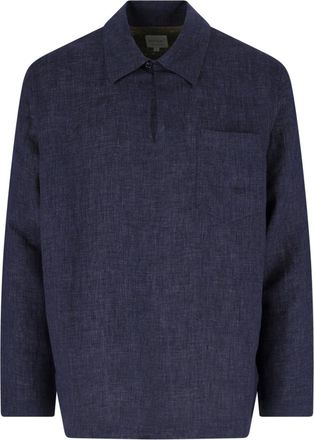 Paul Smith Navy Blue Classic Collar Linen Shirt