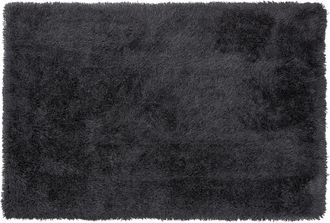 Beliani Alfombra Peluda Negra De Pelo Largo 140 X 200 Cm Rectangular Con Mechones De Algod&oacute;n Cide