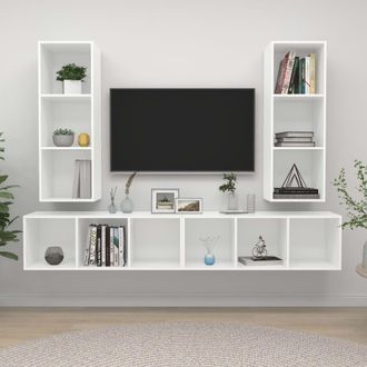Berkfield Home Wall-mounted TV Cabinets 4 pcs White Engineered Wood