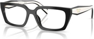 Prada 53mm Rectangle optical glasses in Black at Nordstrom