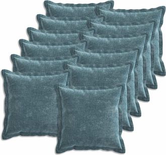 vidaXL Funda De Almohada 12 Uds. Houten Azul 40 X 40 Cm Tela Chenille Vidaxl