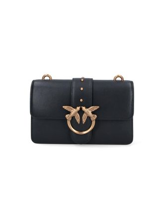 Pinko Black Love One Leather Shoulder Bag