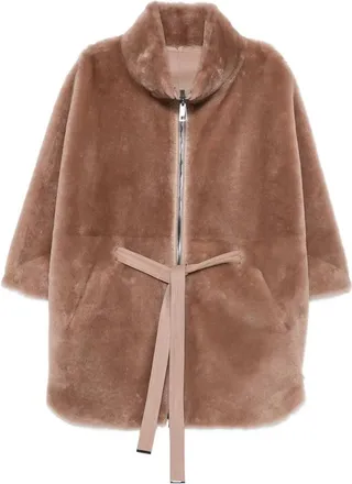Suprema Belted Shearling Jacket