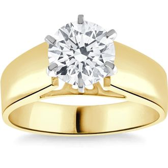 Pompeii3 2Ct Round Moissanite Solitaire Engagement Ring Yellow Gold