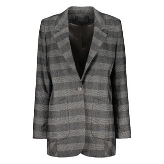 Lorena Antoniazzi Jassen, Dames, Grijs, S, Wol, Wollen Blazer met Reverskraag
