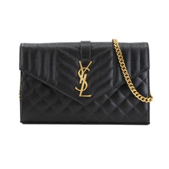 Saint Laurent Black Leather Chain/Shoulder Wallet (Pre-Owned)