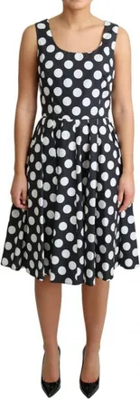 Dolce & Gabbana Womens Blue Polka Dotted Cotton A-Line Dress - Size 8 UK