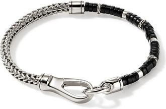 John Hardy sterling silver black onyx heishi bracelet - men - Sterling Silver/Onyx - L