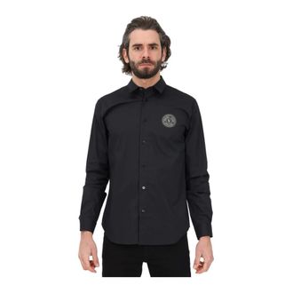 Versace Jeans Couture Casual Shirts, male, Black, Size: L Stampa Patch V-Emb Gold Shirt