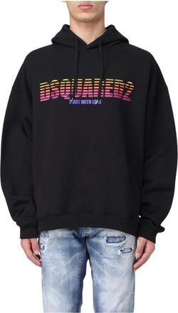 Dsquared2 Hoodies & sweatvesten, Heren, Zwart, M, Katoen, Zwarte Sunset Grafische Hoodie