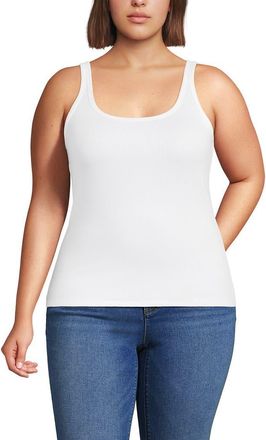 Lands End Micro Rib Go-To Layering Tank in White at Nordstrom, Size X-Small