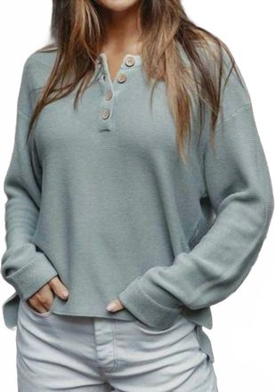 The Normal Brand Womens Helen Henley Long Sleeve Tee In Dark Slate