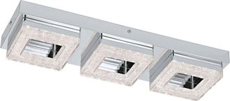 Loops Wall Flush Ceiling Light Chrome Shade Chrome Clear Plastic Crystal Bulb LED 3x4W