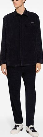 Dolce & Gabbana Mens Black Stretch Corduroy Button-up Shirt - Size EU 50 (Mens)