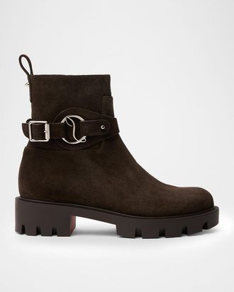 Christian Louboutin Dianouchette Suede Red Sole Ankle Boots