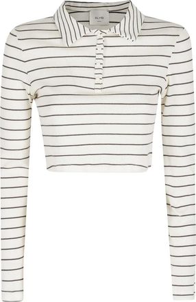 Alysi Polo Shirts, female, Beige, Size: XS Polo Jersey Mini Stripes