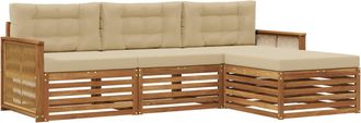 vidaXL Conjunto De Sof&aacute;s De Exterior 4 Uds. Natural Y Beige Vidaxl