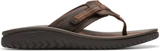 Clarks Mens Wesley Sun Flip-Flop, Beeswax Leather, 10 UK