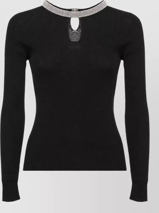 D.exterior ribbed wool high-neck cutout sweater
