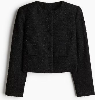 H&M Bouclé-Jacke - Schwarz