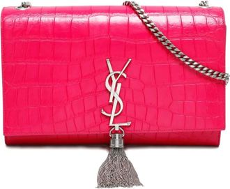 Saint Laurent Borsa a spalla con effetto coccodrillo 2016 - Rosa