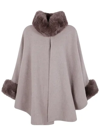 Twin-Set Coat With Fur Collar Poncho