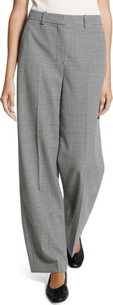 Theory Plaid Wide Leg Wool Blend Pants in Black Multi at Nordstrom, Size 0