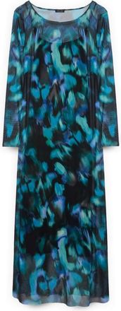 Fiorella Rubino Lange tule jurk met gradi&euml;ntprint - Dames - Maxi kleedjes - Blauw - M - Tule - Kleedjes