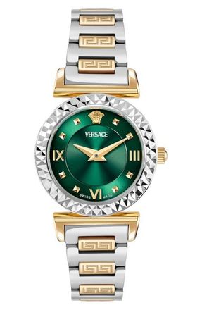 Versace Mini Vanity Bracelet Watch, 27mm in Green/Two Tone at Nordstrom