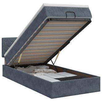 vidaXL Letto Ottomano Con Materasso Grigio Scuro 80 X 200 Cm Velluto Vidaxl