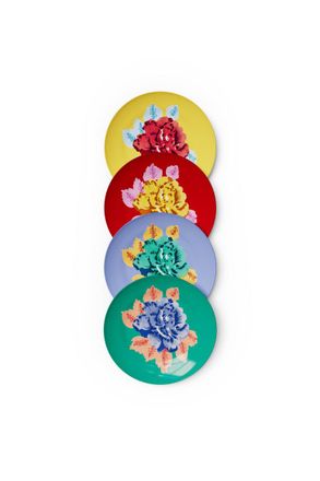 Lisa Corti Porcelain Dessert Plate of 4 Indian Tiger