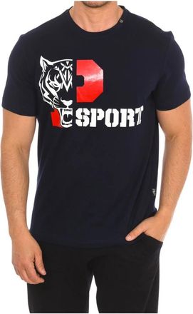 Plein Sport Korte Mouw T-shirt met Merkprint - Heren - Sportshirts - Blauw - M - Katoen - Fitness
