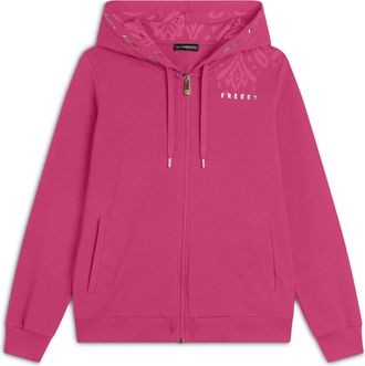 Freddy Felpa zip leggera con cappuccio e dettagli floreali