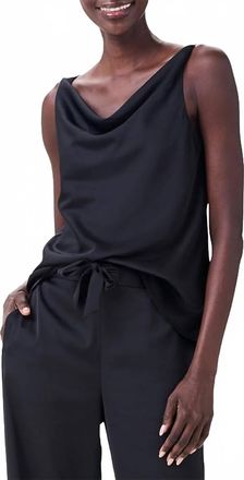 Nic+Zoe Crepe Drape Tank Top In Black Onxy