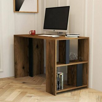 Dmora Escritorio Schedar, Escritorio Multiusos, Mesa De Oficina Para Pc, El Plan De Trabajo, 120x60h75 Cm, Nogal Y Antracita, Con Embalaje Reforzado - Dmora