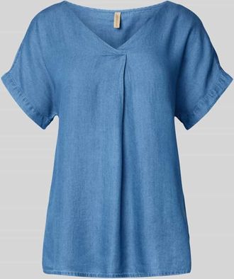 Soyaconcept Blusenshirt mit V-Ausschnitt Modell LIV in Jeansblau, Gr&ouml;&szlig;e L