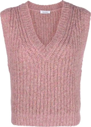 Rodebjer chunky-knit sleeveless vest - women - Alpaca Wool/Merino/Recycled Polyester/Recycled Cotton - S - Pink