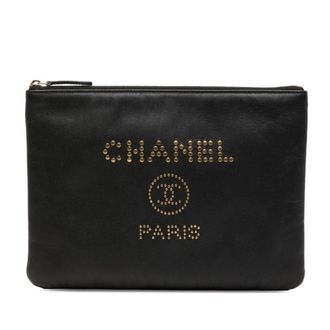 Chanel Black Grained Calfskin Clutch Bag (Pre-Owned)