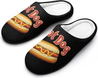 Generic Hot Dog Shop Womens Slippers Warm House Slippers Indoor House Shoes with Anti-Skid Rubber Sole