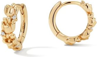 Made by Mary Cubic Zirconia Birthstone Flower Huggie Hoop Earrings in Gold May at Nordstrom