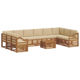 vidaXL Conjunto De Sof&aacute;s De Exterior Con Coj&iacute;n 11 Pcs Natural Y Beige Vidaxl