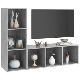 Berkfield Home TV Cabinets 2 pcs Concrete Grey 107x35x37 cm Engineered Wood | Size: 107 x 35 x 37 cm