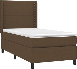 vidaXL Vidaxl - Cama Box Spring Con Colch&oacute;n Tela Marr&oacute;n Oscuro 80x200 Cm