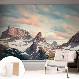Tulup Carta Da Parati Non Tessuto - Decorazione Da Muro - Traspirante - Con Motivo - Per Camera Da Letto Cucina Panorama Montano 312x219 Cm