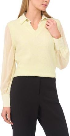 Halogen Illusion Two-Piece Sweater Vest Top in White Jade at Nordstrom Rack, Size Xx-Small